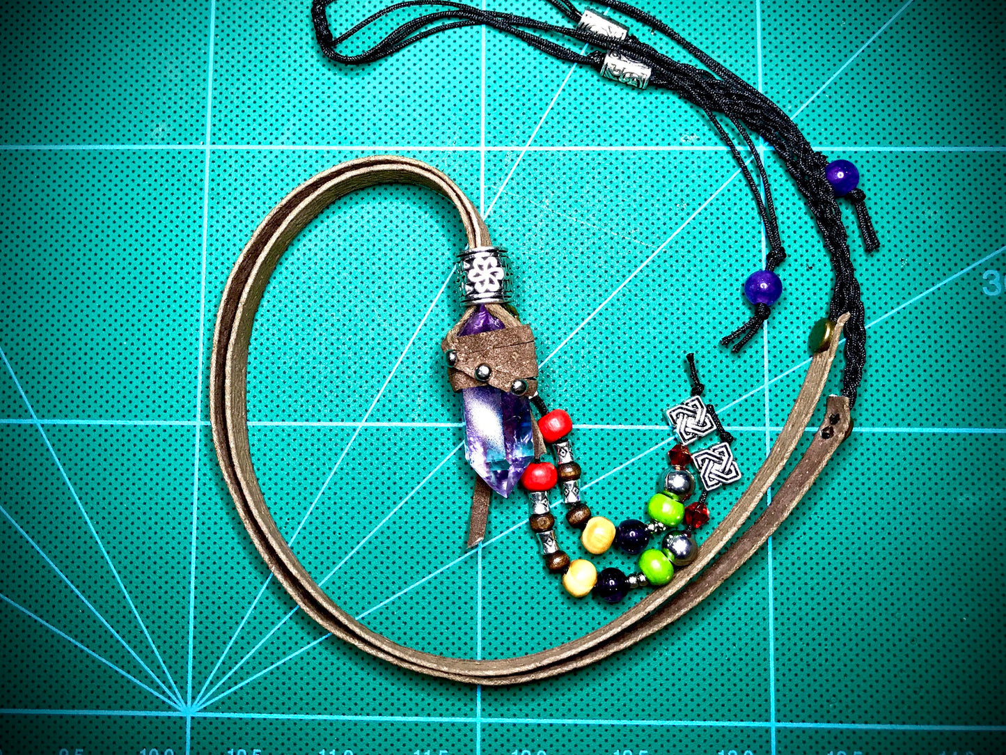 AMETHYST LEATHER NECKLACE