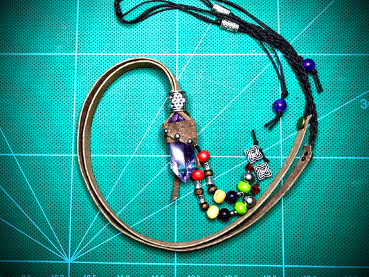 AMETHYST LEATHER NECKLACE