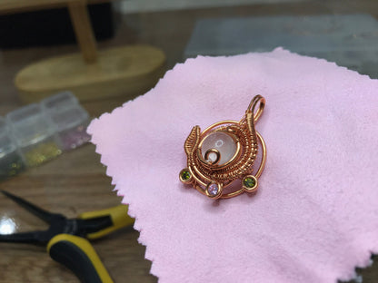 Rose quartz Copper wire wrap pendant