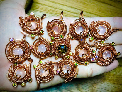 Rose quartz Copper wire wrap pendant