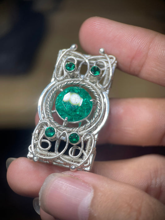 OWL CARD SILVER PENDANT